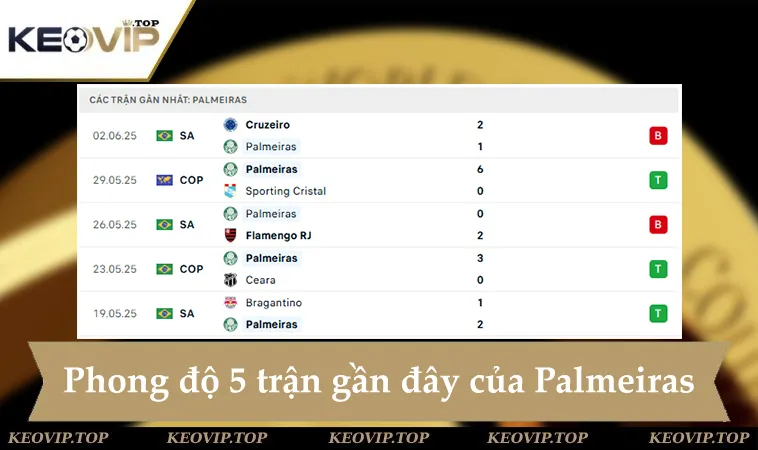 soi keo palmeiras vs porto 05h00 ngay 16 6 1 Phong độ Palmeiras 5 trận gần đây